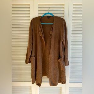 Jcrew collarless collarless blazer cardigan in a linen blend